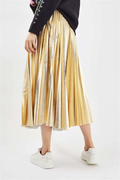 fabric and metal skirt|metallic pleated skirt.